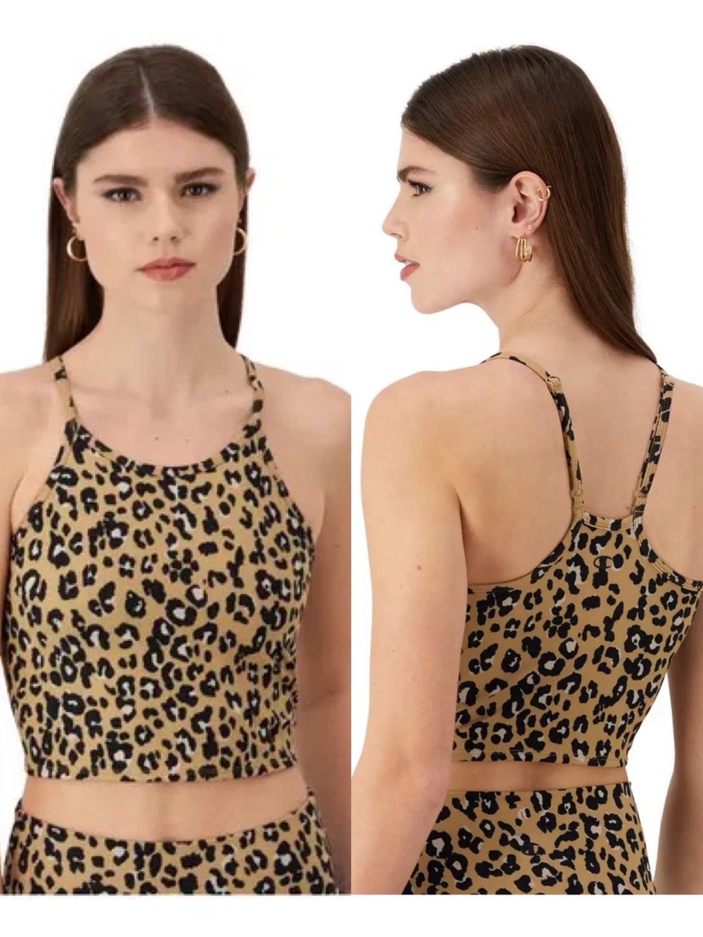 Champion Longline Sports Bra Top - Tan/Black - Size Small